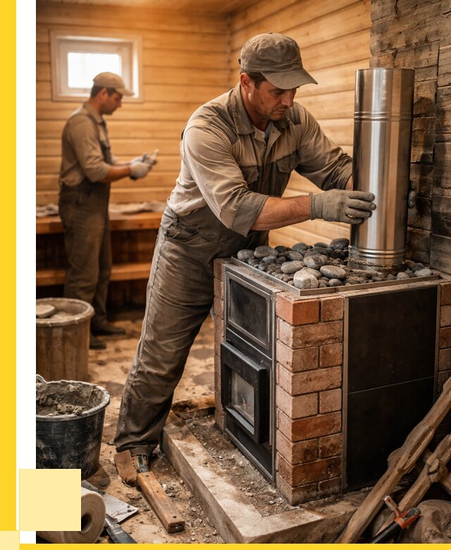 Монтаж печи в бане под ключ в Кирове от 20330 р. | ЭриданКро