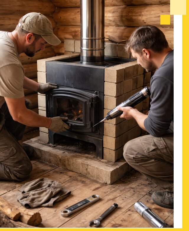 Монтаж и установка печи в бане под ключ с гарантией в Кирове