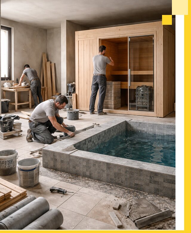 SPA зоны под ключ с бассейном сауной и печью в Кирове